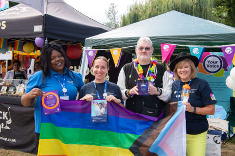 Keisha Brown-Greaves, Associate Placemaking and Partnership Manager; Verity Darbyshire, Customer Engagement Lead; Phil, an engaged Orbit customer and Tracy Tonry, Customer Engagement Lead.