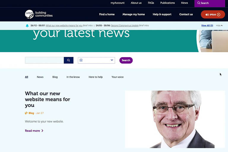 Latest news webpage