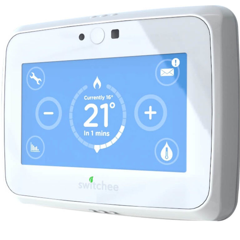 image of a white graphic thermostat image of a white graphic thermostat