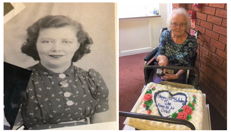 Photo of Dorothy Mitchel Photo of Orbit customer when they were younger and at their 101st birthday