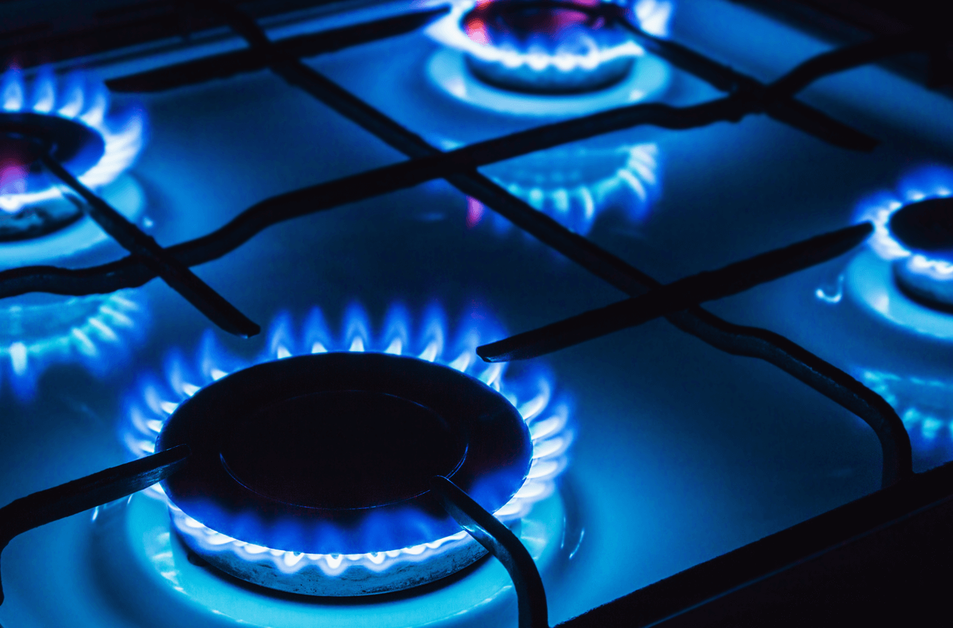 gas stove that is alight
